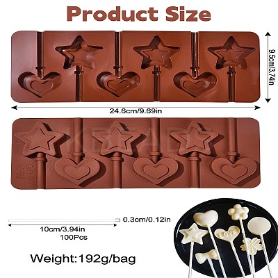 2Pcs Heart & Star DIY Food Grade Silicone Molds SIL-CJ0002-17-1