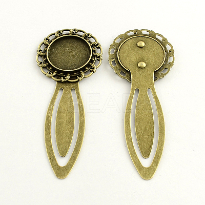 Iron Bookmark Cabochon Setting LS-X-PALLOY-S033-13AB-NR-1