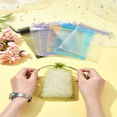 50Pcs Organza Bags Jewellery Storage Pouches Wedding Favour Party Mesh Drawstring Gift OP-FS0001-05F-1