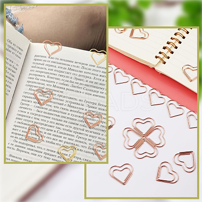 100Pcs Heart Shape Iron Paper Clips TOOL-WH20002-03A-RG-1