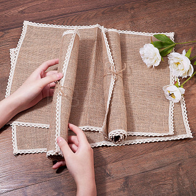 Braided Jute and Lace Non-Slip Insulation Pad AJEW-WH0066-01-1