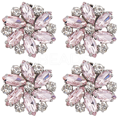 4Pcs Brass Rhinestone Detachable Shoe Buckle Clips AJEW-GF0008-76-1