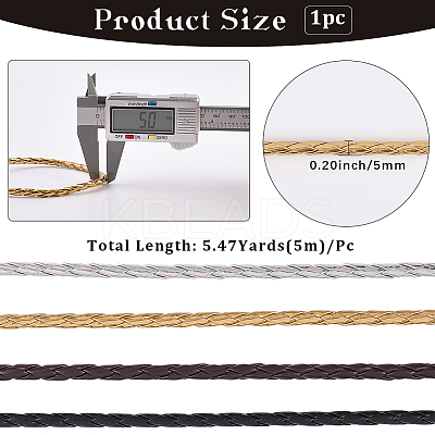 5M Braided Round PU Leather Jewelry Cord OCOR-GF0004-96A-03-1