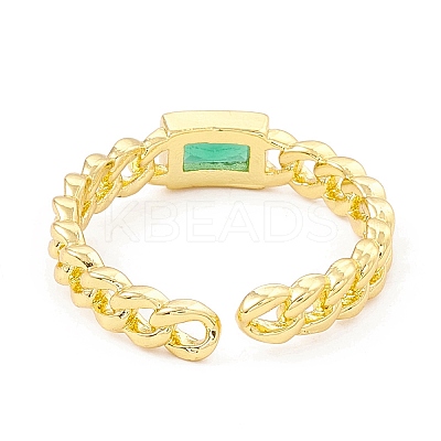 Cubic Zirconia Rectangle Open Cuff Ring X-RJEW-I083-02G-02-1