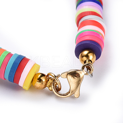 Handmade Polymer Clay Heishi Beaded Necklaces NJEW-JN02448-05-1