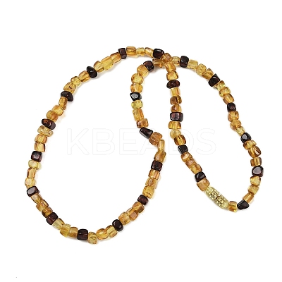 Natural Amber Beaded Necklaces NJEW-L466-01-1