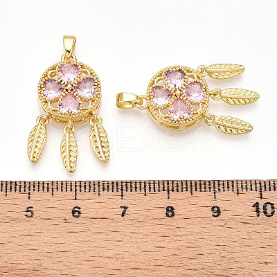 Brass Micro Pave Cubic Zirconia Pendants KK-N254-222G-1
