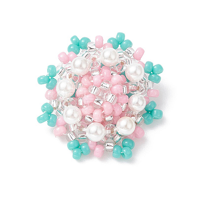 Seed Beads Beaded Charms PALLOY-MZ00119-04-1