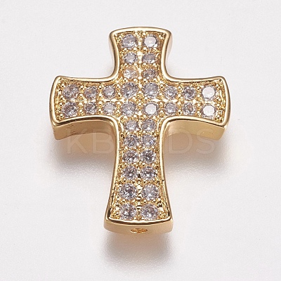 Brass Micro Pave Cubic Zirconia Beads ZIRC-E143-28G-1