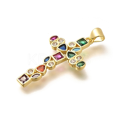 Rack Plating Brass Micro Pave Cubic Zirconia Pendants KK-L226-005G-07-1