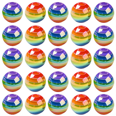 40Pcs Pride UV Plating Rainbow Iridescent Acrylic European Beads MACR-SC0002-66-1