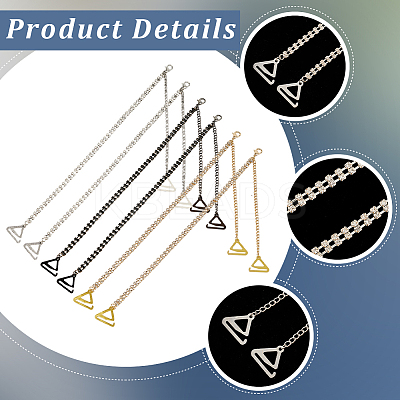 3 Pairs 3 Colors Alloy Rhineetone Link Bra Straps AJEW-CY0001-76-1