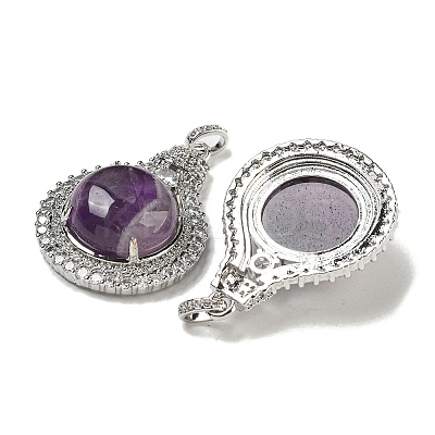 Natural Amethyst with Clear Cubic Zirconia Pendants G-G133-01P-19-1