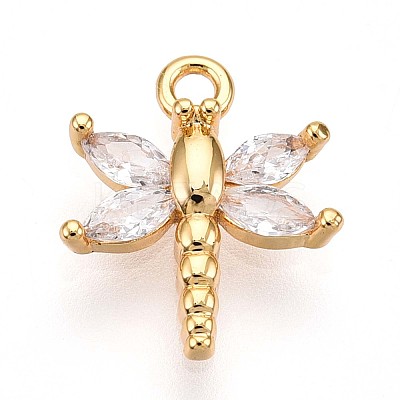 Brass Micro Pave Cubic Zirconia Charms KK-N261-10G-1