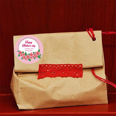 Round Dot Mother's Day Paper Self Adhesive Festive Stickers Rolls PW-WG84495-01-1