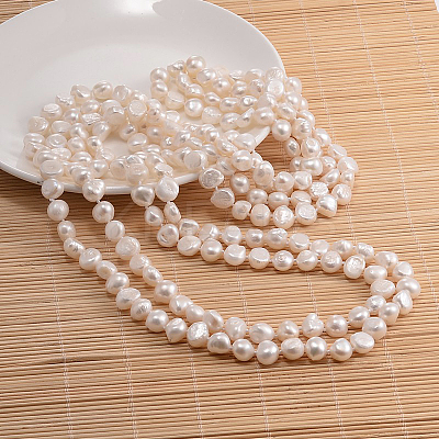 Natural Pearl Nuggets Beaded Necklace NJEW-P126-A-01E-01-1