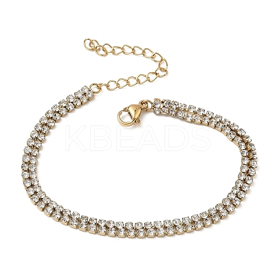 304 Stainless Steel Rhinestone Cup Chain Bracelets BJEW-P376-01G-1
