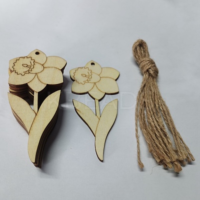 Unfinished Wood Pendant Decorations WOOD-WH0025-30-1