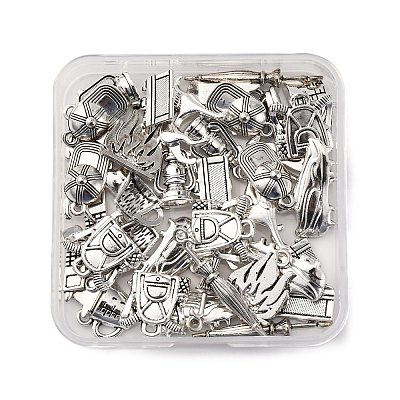 50Pcs 10 Styles Tibetan Style Alloy Pendants FIND-FP0001-29-1