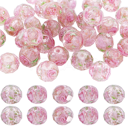 40Pcs Handmade Gold Sand Lampwork Beads Strands LAMP-SC0001-35A-1