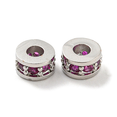 Rack Plating Brass Micro Pave Cubic Zirconia Beads KK-A196-04P-1