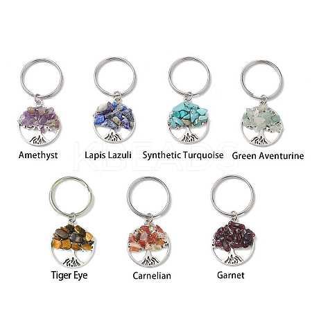 7Pcs Natural & Synthetic Gemstone Keychain KEYC-JKC01229-1