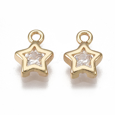 Brass Cubic Zirconia Charms KK-T038-356G-1
