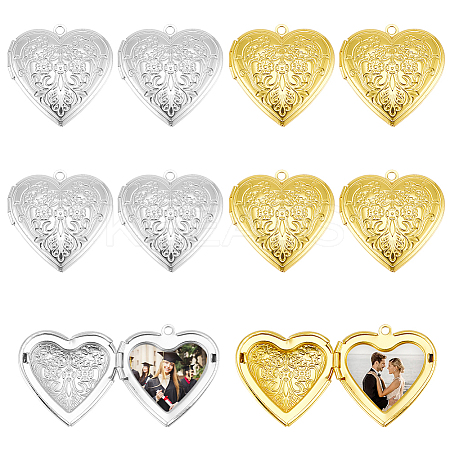12Pcs 2 Colors Brass Locket Pendants KK-GA0001-83-1