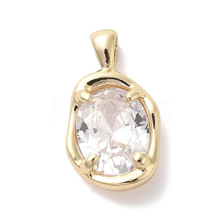 Golden Brass Micro Pave Cubic Zirconia Pendants LS-KK-U031-02G-01-1