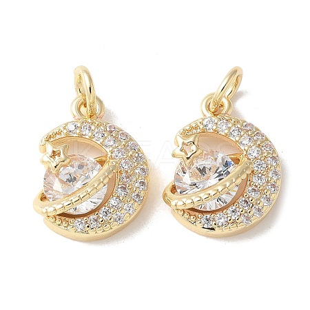 Brass Micro Pave Clear Cubic Zirconia Pendants KK-Q031-16G-1
