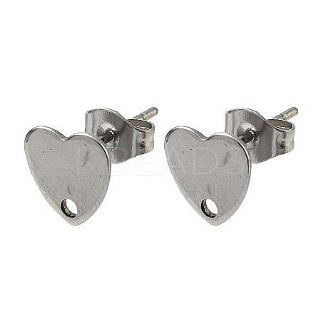 Non-Tarnish 304 Stainless Steel Heart Stud Earring Findings STAS-R063-37-1