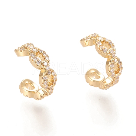 Brass Micro Pave Clear Cubic Zirconia Cuff Earrings EJEW-M195-09G-1