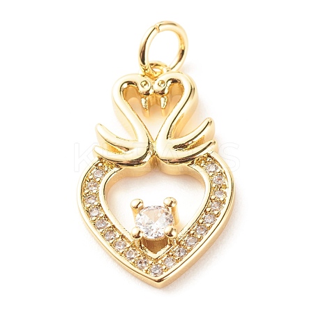 Brass Micro Pave Clear Cubic Zirconia Pendants X-ZIRC-P094-07G-RS-1