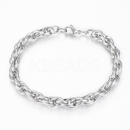 Tarnish Resistant 201 Stainless Steel Rope Chain Bracelets BJEW-F292-09P-1