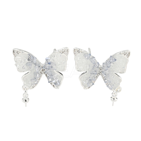 Brass with Enamel with Cubic Zirconia with Crystal Stud Earring with 925 Sterling Silver Pins KK-Q820-06S-1