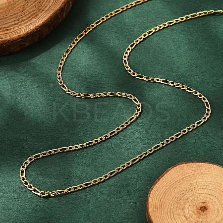 Ion Plating(IP) 304 Stainless Steel Figaro Chain Necklaces STAS-K168-02G-1