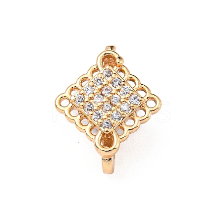 Rhombus Brass Pave Clear Cubic Zirconia Mutil-Strand Links LS-ZIRC-R021-01E-G-1