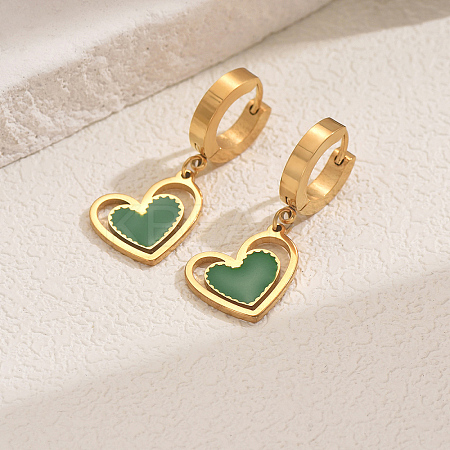 Stylish 201 Stainless Steel Heart Hoop Earrings YO7726-3-1