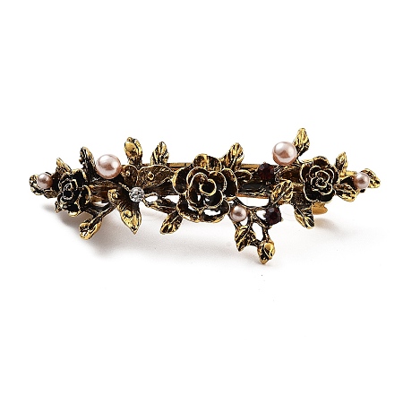 Flower Alloy Rhinestone Hair Barrettes PHAR-S604-01AG-04-1
