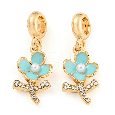 Rack Plating Alloy Enamel Flower European Dangle Charms FIND-B034-15G-02-1