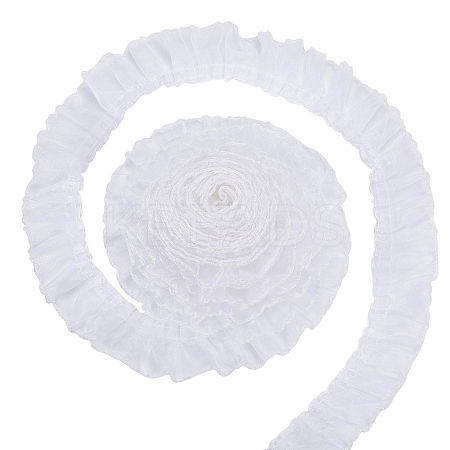 8 Yards Polyester Pleated Lace Trim OCOR-WH0080-87C-1