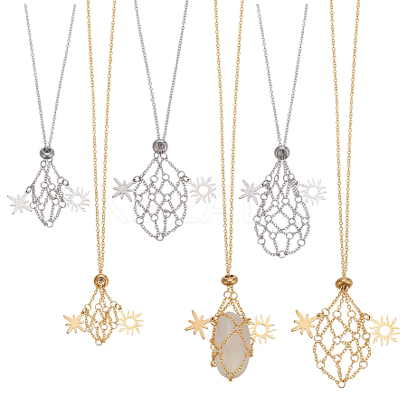 6Pcs 2 Colors Brass Chain Macrame Pouch Necklace Making NJEW-PH01562-1