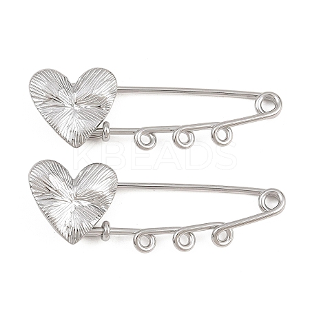 Radiant Heart 304 Stainless Steel Safety Pins Brooch Findings SA-CBA098D-15C-P03-1