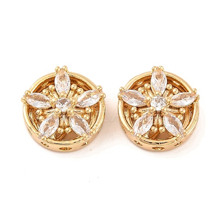 Brass Micro Pave Clear Cubic Zirconia Beads KK-S389-27G-1