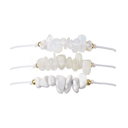 3Pcs 3 Styles Gemstone Braided Bead Bracelets BJEW-JB11146-07-1