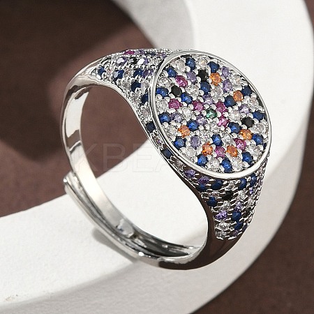 Brass Micro Pave Cubic Zirconia Cuff Rings for Women RJEW-A069-13P-01-1