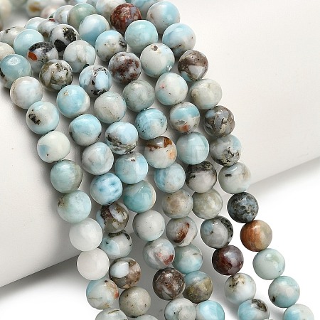 Natural Larimar Beads Strands G-L642-B19-6mm-1