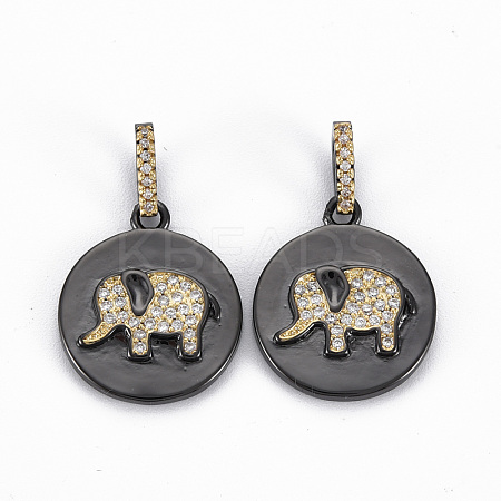 Brass Micro Pave Clear Cubic Zirconia Pendants ZIRC-Q200-041-NF-1