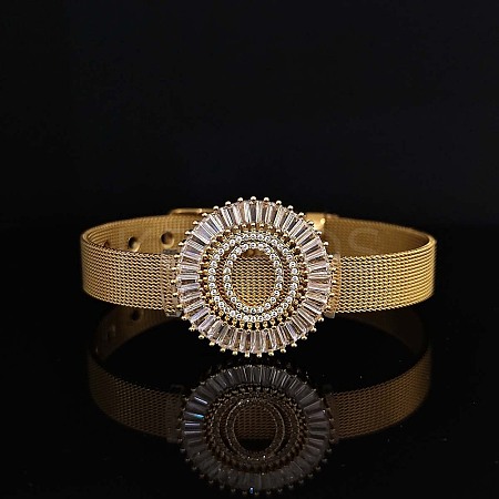 Brass Micro Pave Clear Cubic Zirconia Bangles for Women FS-WGA7409-36-1