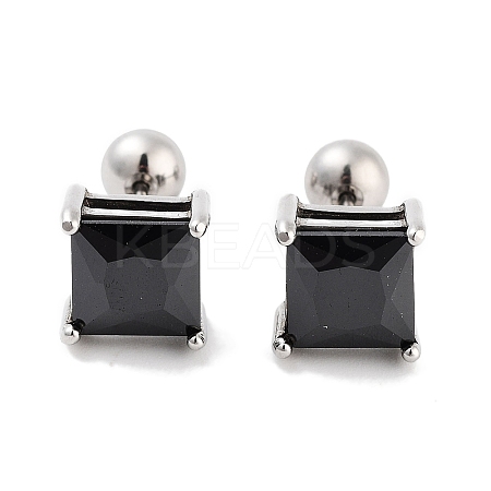 Square 316 Surgical Stainless Steel Pave Cubic Zirconia Cartilage Earrings for Women Men EJEW-Z050-34B-02P-1